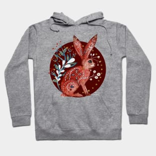 Nordic Folk Art Hare, Woodland Animal Folk Art Hoodie